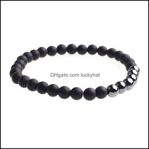 Bracciale magnetico con fili di perline Agata nera Ansia sessuale maschile e femminile Sollievo Aura Cura Moda Pop Drop Consegna 2021 Gioielli Dh16A