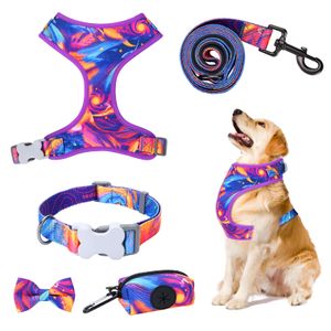 Hundhalsar Leases Harness Collar Leash Bowtie Poop Bag Holder Set nopl Vest Soft tyg Strong justerbara spännen Colorf Desi Mjbag Amvz9