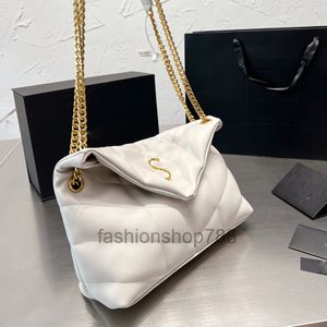 Kobiet koperta puffer pikowana torebka klapa na ramię Messenger Torby Loulou Cloud Crossbody Bag Sheepskin Skórz