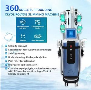 Yüksek kaliteli 360 ° Cryo Zayıflama Yağ Donma Makine Kriyoterapisi 5 Tutamak Dondurucu Heykel Lipo Lazer 40K Kavitasyon Vücudu İnce Güzellik Ekipmanları