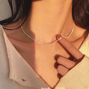 Silverfärg Sparkling ClaVicle Chain Choker Halsband för kvinnor Fina smycken
