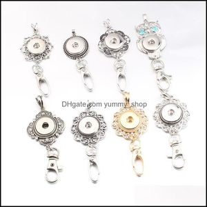 Keychains 18mm Metal Rhinestone Snap Button Keychains Keyring Pendant Sier Gold Color Layard for Women Gift Drop Deliver Dhseller2010 DHRO0