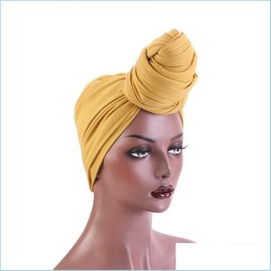 Beanie/Skull Caps Knot Turban Hat For Women Headwrap Head Scarf Cap Woman Beanie Beanies Skl Caps Scarves Hatts Ladies Fashion Hair Ac Dhnjr