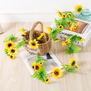 Dekorative Blumen, 240 cm, künstliche Sonnenblumenrebe, Heim-/Außendekoration, Seidenblumengirlande, Blumenbogen, Hochzeitsdekoration
