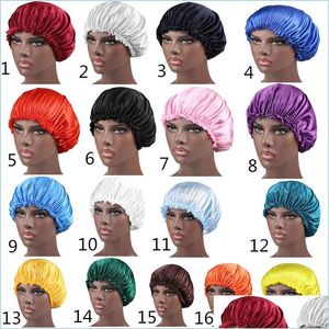 Beanie/Skull Caps New Women Durags Night Hat Sleep Caps Girls Bonnet H￥rv￥rd Cap Ladies Bath Hats Durag Silk Satin Head er Lulubaby Dhyqi