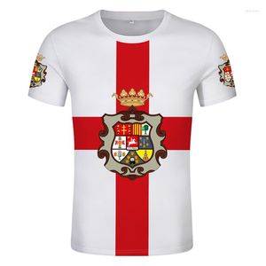 男性用Tシャツの旗Huesca Tシャツ無料カスタム名スペイン州旗アラゴン印刷スペイン語夏の黒い白い服