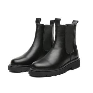 الخريف الشتاء جولة اصبع القدم أحذية تشيلسي الرجال للماء منصة عارضة الداخلية زيادة تنفس أحذية فيسكوز أسود الحجم 39-44