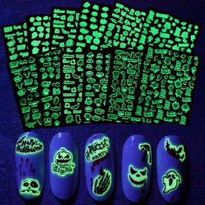 Halloween Luminous 3D Adhesive Nail Stickers Ghost Scream Party Fingernails Sticker Glow in the Dark for Nails Art