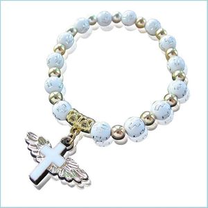 Outras pulseiras pulseira religiosa pulseira bracelets bronzing acr￭lico bi￧a de bracelete anjo asas de pendente cadeias judeu lulubaby dhquk