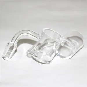 Rökning Domeless Quartz Bangers 4mm tjock botten 10mm 14mm Clear Joint 90 ° Quartz Banger Dab Nail For Oil Rig Water Pipe Bong