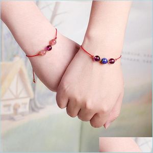 Łańcuch Link Natural Stone Koraliki ręcznie robione Bransoletka Mężczyźni Letni styl Cryatal Moonstone Lucky Red Rope Charm Bracelets for Women DH7EQ