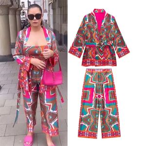 Womens Two Piece Pants 2Piece Set Autumn Ladies Suits Fashion Straight Print Suit Women Casual Chic Street Youth 220906