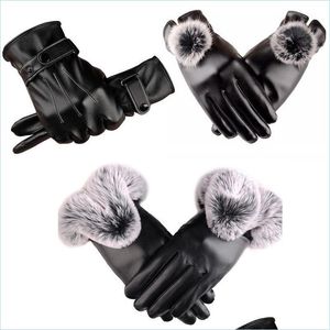 Cinque guanti guanti da uomo inverno guanti guanti a linee maschi neri in pelle guanto spesso calda touch screen cashmere cavalcano goccia dh0iu