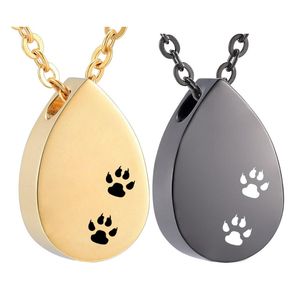 Stainless Steel Water droplets Urns Necklace Cremation Urn Pendant Cat paw with heart pendant Memorial Keepsake Jewelry
