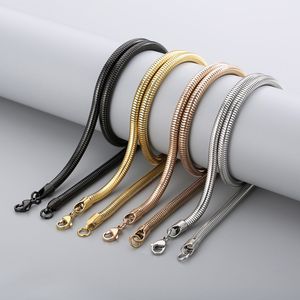 Stainless Steel Round Snake Chain Link Necklace for Men Women Gift Jewelry Accessories Wholesale