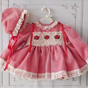 Mädchen Kleider 0-12 Jahre Baby Herbst Winter Rot Gesmokt Vintage Spanisch Prinzessin Ballkleid Kleid Für Weihnachten Eid Kausal