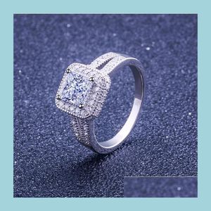 Bröllopsringar Sier Color Charm Crystal Wedding Ring Set för brudsmycken Engagement Finger Rings Tillbehör Q482FZ Drop Del Bdehome DHXSE