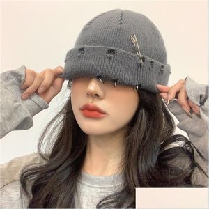 Beanie/Kafatası Kapakları Sonbahar Kış Beanie Girls Kadınlar İçin Örgü Şapka Erkekler Hip Hop Kapakları Kadın Erkek Skl Cap Erkek Kadın Moda Sıcak H DHE8Z