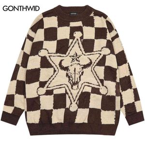 Blusas masculinas suéter de hip hop vintage y2k mass de malha de malha de pilha de armas de pista de estrela suéteres 2022 outono harajuku stebetwear pullover casal t220906