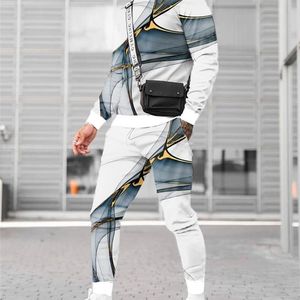 Mens Tracksuits Mens Tracksuit Fashion Long Sleeve TShirtTrousers Set 2 Piece ONeck Suit Casual Streetwear Comfortable Daily Male Clothing 220906