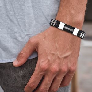 Bracciale in acciaio inossidabile Cinturino da polso da uomo Cinturino in maglia di silicone nero Inserto in maglia Punk Braccialetto casual