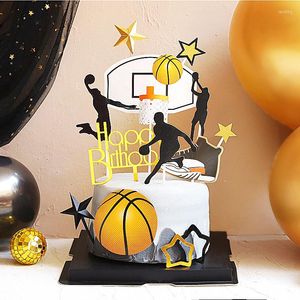 Festive Supplies Cool Basketball Sport Happy Birthday Cake Topper For Men's Party Decoration Dessert Lovely Gifts