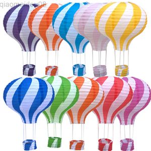 Party Decoration Inch cm Rainbow Hot Air Balloon Lantern Folding Hanging Basket Festival Paper Lantern DIY Birthday L220907