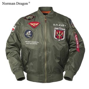 Men's Jackets High quality lightweight US NAVY print military patch white green black nylon baseball bomber jacket men coats 220907