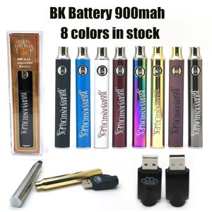 BK Аккумуляторная батарея кулачки 900 мАч E-сигареты деревянные SS Gold Vape Pen Preme Dheate VV Аккумуляторы с переменным напряжением для 510 толстого масляного картриджа.