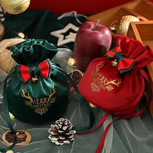 Decorações de Natal Santa Sacos Bolsa de Presente de Candy de maçã para a árvore Tabela Home Ano 2023 Noel Xmas Pre e0Q3