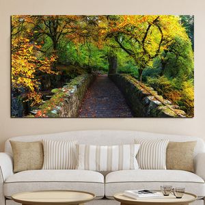 Painting Print 3D Natural Autumn Scenery Landscape Modern Oil on Canvas Art Wall Picture for Living Room Cuadros Decoration