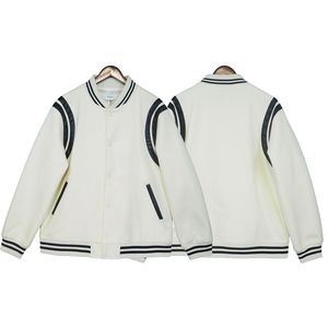 Männer Jacke Rhude Doppel Weiß Streifen Nähte Kontrast Wolle Frauen Mäntel High Street Baseball Uniform