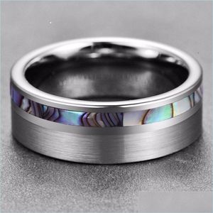 Band Rings Luxury High Polished Classic Simple Abalone Shell Men Steel Tungsten Ring Sier Wedding Jewelry 594 Q2 Drop Deliver Vipjewel Dhs9N