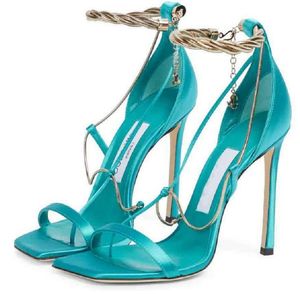 Сандалии люксовых брендов, женская обувь, летние лондонские кожаные сандалии Oriana цвета слоновой кости с золотыми цепочками, туфли-лодочки для свадебной вечеринки, размеры 35-43