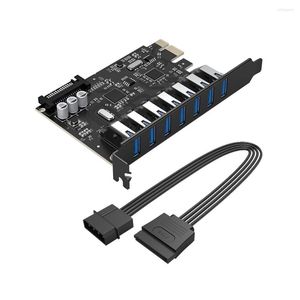 Компьютерные кабели Orico SuperSpeed ​​7 Port USB 3.0 PCI-E Express Card с 15PIN SATA Power Connector PCIe Adapt