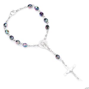 Outras pulseiras Ros￡rio Jesus Cross Bracelet Pingente Personalidade de J￳ias Colorf Boletas Religiosas Boletas para Lulubaby Dhmj3