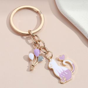 Cute Keychain Cat Heart Balloon Key Ring Enamel Key Chains Friendship Gift For Women Men Handbag Accessorie Car Keys DIY Jewelry new