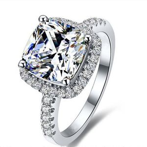 US GIA Certificaat Sona Diamond Ring CT Solid Sterling Silver Wedding verlovingsring Luxe sieraden