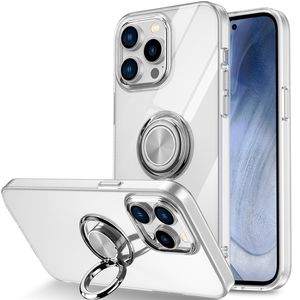Clear Ring Holder Phone Cases For Iphone 15 Pro Max 14 13 12 Samsung Galaxy S23 Ultra Plus S22 S21 360 Magnetic Kickstand Transparent Covers