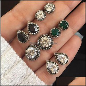 Ciondola il lampadario 5 pezzi / set Dainty Crystal Pearl Hoop Earring Sets Ball Ear Stud Jewelry Gift For Women Girls Drop Delivery 2021 Earr Dhu4W
