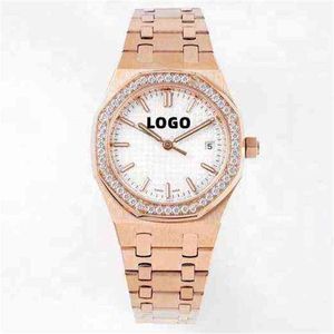 Dykare lyxiga mekaniska kvinnors klocka 8f fabrik 34mm 77351 ETA 5800 Movement Rose Gold Brand Ladies Diamond