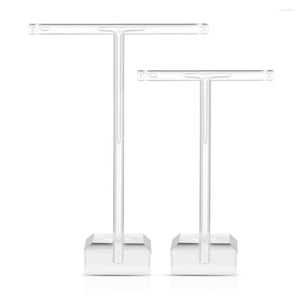 Sacchetti per gioielli TOPBATHY 2pcs Orecchini in acrilico Supporto per stand Orecchini a forma di T Espositore per espositore Organizzatore Anello Bracciale Tavolo