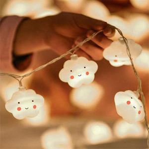 Strings Cartoon Moon Window Curtain Lights String Lamp Party Decor con 20 perline LED Sorriso Batteria a forma di nuvola