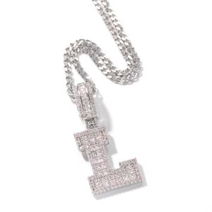 Bling Charm Letters Pendants Necklace Platinum Plated Men Women Lover Gift Couple Jewelry
