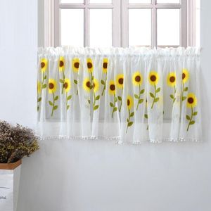 Vorhang Modern Tüll Fenster Blumenmuster Kurzvorhänge Ins Stil Halbvorhang für Küchenschrank Weiß Klein Drapieren