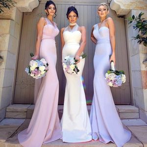 2023 Proste eleganckie sukienki syreny z druhną wiejską kantar długi elastyczna satyna na weselną sukienkę dla gości Maid of Honor
