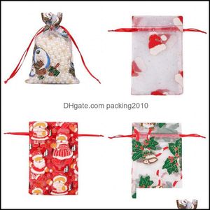 Opbergzakken Merry Christmas Gift Dstring Bags Containers Cap Bell Shrink Gauze Organizer Pling Rope Opbergtas Candy Snacks 0 7Rh C Dhgvn