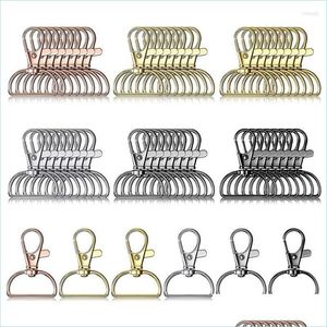 Keychains Keychains 48pcs/Set Premium Metal Lobster Claw Clasps met D Ring Key Chain Hooks 360 ﾰ Swivel Trigger Snap voor lanyard cadeau dhfgv