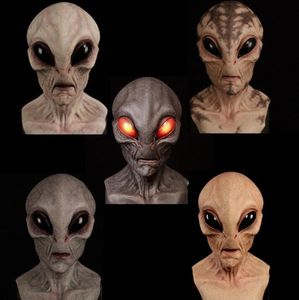 Spaventoso maschera in silicone realistico alieno Ufo extra terrestre partito et horror lattice di gomma maschere complete per halloween festa in costume divertenti giocattoli di scena