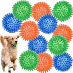 Dog Toys Tuggar Squeaky Spiky Balls Rengör tänderna och främjar tandköttshälsa för din husdjursskärm Boll Aggressiva tuggor BDESYBAG AMU93